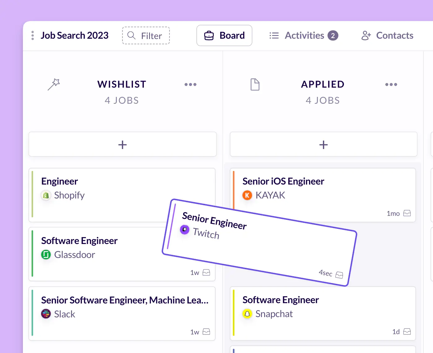 JobForge job tracker interface