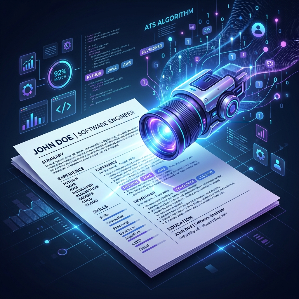Hệ thống ATS đang quét qua các CV IT của kỹ sư phần mềm chuyên nghiệp
